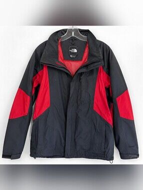 The North Face HyVent 2-in-1 Jacket Men's Medium Black Red Waterproof Zip-In